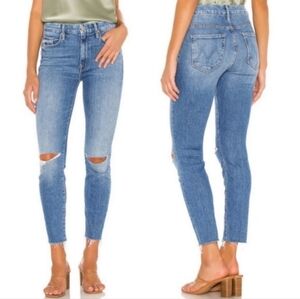 Mother Jeans Looker Ankle Fray Thrilling Shots Size 28 Medium Wash